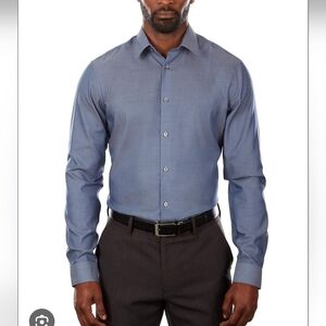 CK CALVIN KLEIN MEN'S BLUE SLIM FIT DRESS SHIRT NON IRON SIZE 17.5   32/33